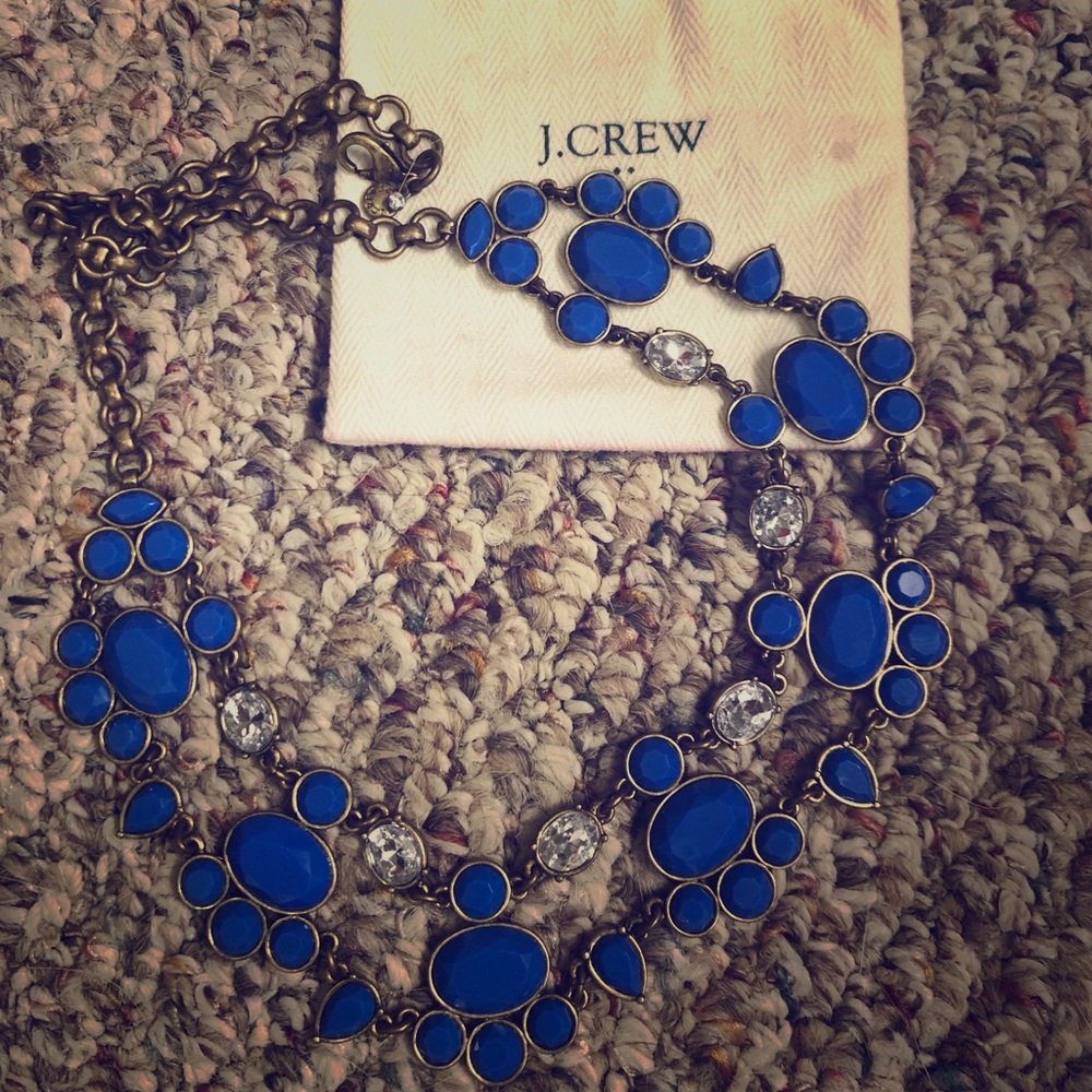 Blue and crystal j crew necklace